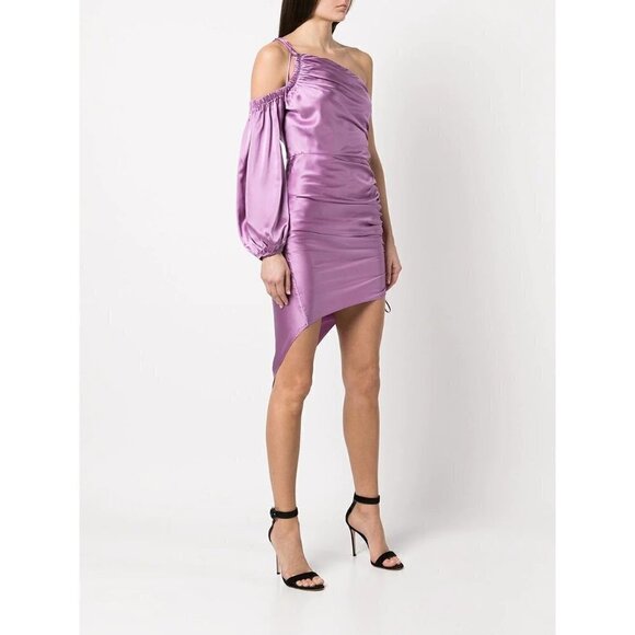 Cinq a Sept Naikta Satin Mini Dress in Violet 14 New Womens Cocktail - Picture 2 of 14